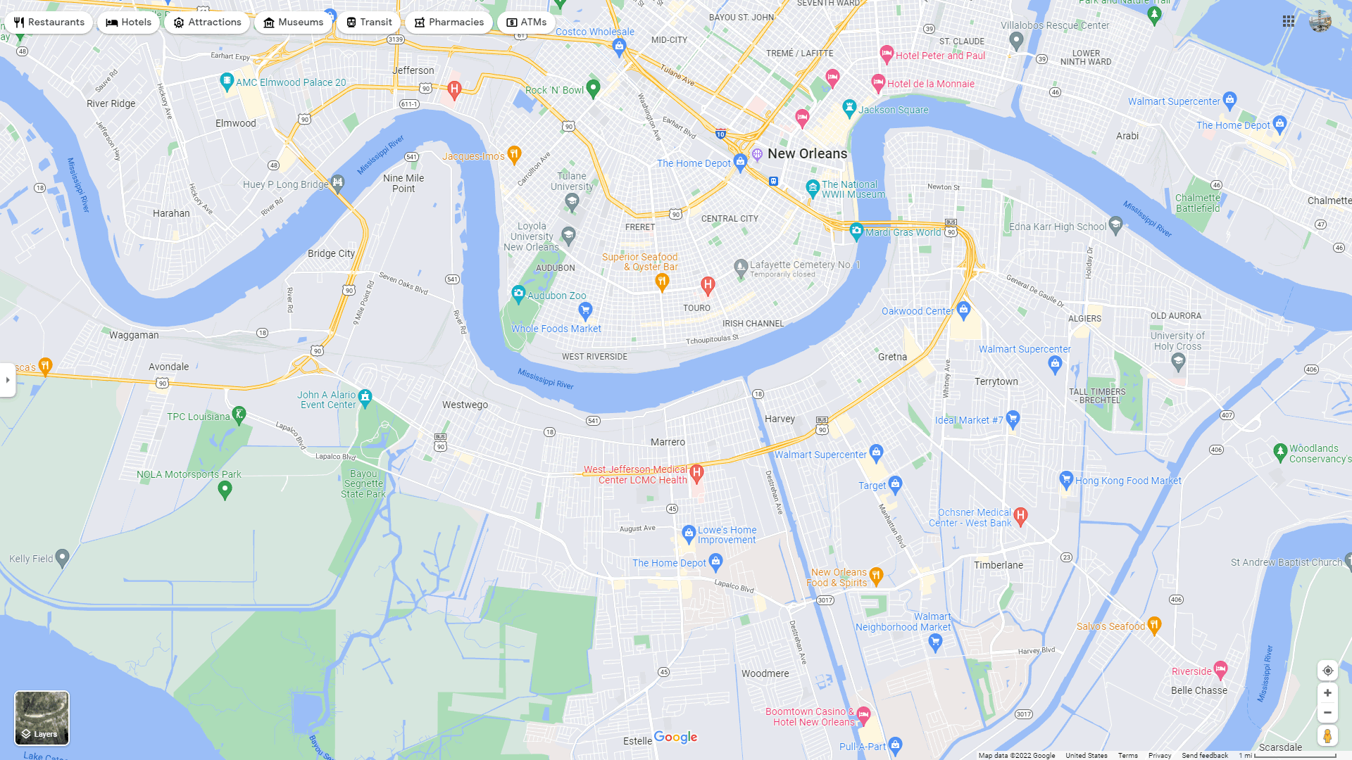 New Orleans Louisiana Map New Orleans Map 